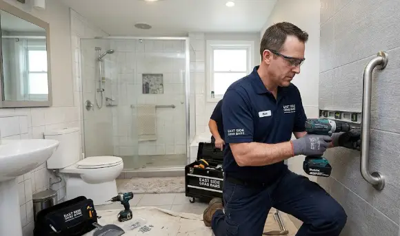 Professional bathroom safety equipment installation by East Side Grab Bars